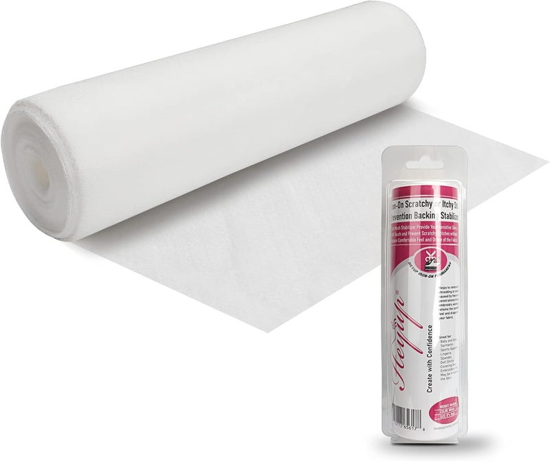 Heyup Iron on Embroidery Stitch Cover 8" x 9 Yd Light Weight Stabilizer Prevent Scratchy or Itchy Stitches, Soft Touch Backing for Sensitive Skin, Babies, and Embroidery Garments, 1 Pack - Image 1